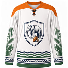 Load image into Gallery viewer, Ivory Coast Independence Day Original Hockey Jersey in White, front view with themed artwork and clean crest