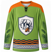 Load image into Gallery viewer, Ivory Coast Independence Day Original Hockey Jersey in Lagoon Green, front view with themed artwork and clean crest