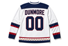 Load image into Gallery viewer, Sparkler Trail Independence Day Hockey Jersey in Sparkler Snow White, back view with your name and number
