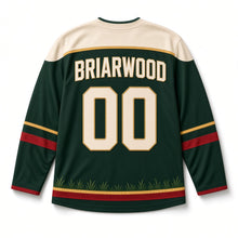 Load image into Gallery viewer, Firefly Jar Independence Day Hockey Jersey in Firefly Meadow Green, back view with your name and number