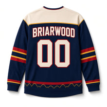 Load image into Gallery viewer, Firefly Jar Independence Day Hockey Jersey in Firefly Night Navy, back view with your name and number