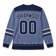 Load image into Gallery viewer, Firefly Jar Independence Day Hockey Jersey in Firefly Twilight Blue, back view with your name and number