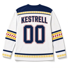 Load image into Gallery viewer, Lemonade Pitcher Independence Day Hockey Jersey in Lemonade White, back view with your name and number