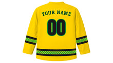 Load image into Gallery viewer, Jamaica Independence Day Original Hockey Jersey in Gold, back view with your name and number