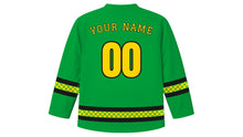Load image into Gallery viewer, Jamaica Independence Day Original Hockey Jersey in Green, back view with your name and number