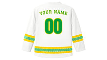 Load image into Gallery viewer, Jamaica Independence Day Original Hockey Jersey in White, back view with your name and number