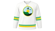 Load image into Gallery viewer, Jamaica Independence Day Original Hockey Jersey in White, front view – custom name and number