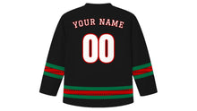 Load image into Gallery viewer, Jamhuri Day Original Hockey Jersey in Black, back view with your name and number