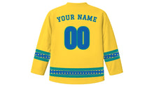 Load image into Gallery viewer, Janmashtami Original Hockey Jersey in Yellow, back view with your name and number