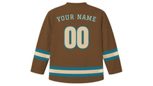 Load image into Gallery viewer, Jeddah Original Hockey Jersey in Lattice Brown, back view with your name and number