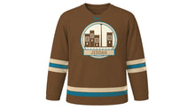 Load image into Gallery viewer, Jeddah Original Hockey Jersey in Lattice Brown, front view – custom name and number