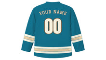 Load image into Gallery viewer, Jeddah Original Hockey Jersey in Red Sea Teal, back view with your name and number