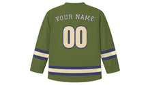 Load image into Gallery viewer, Jerusalem Original Hockey Jersey in Olive Grove, back view with your name and number