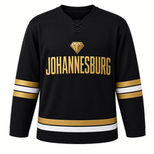 Load image into Gallery viewer, Johannesburg Original Hockey Jersey in Black, front view – custom name and number