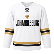 Load image into Gallery viewer, Johannesburg Original Hockey Jersey in White, front view – custom name and number