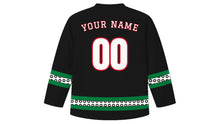 Load image into Gallery viewer, Jordan Independence Day Original Hockey Jersey in Black, back view with your name and number