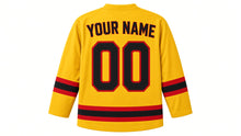 Load image into Gallery viewer, Juneteenth Original Hockey Jersey in Gold, back view with your name and number