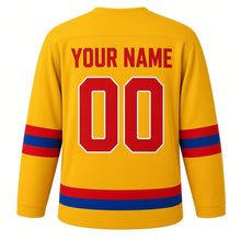 Load image into Gallery viewer, Festa Junina Original Hockey Jersey in Yellow, back view with your name and number