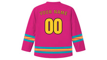 Load image into Gallery viewer, Junkanoo Original Hockey Jersey in Fuchsia, back view with your name and number