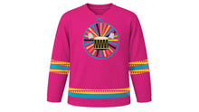 Load image into Gallery viewer, Junkanoo Original Hockey Jersey in Fuchsia, front view – custom name and number