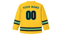 Load image into Gallery viewer, Junkanoo Original Hockey Jersey in Sun Gold, back view with your name and number