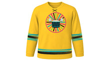 Load image into Gallery viewer, Junkanoo Original Hockey Jersey in Sun Gold, front view – custom name and number