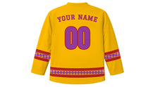 Load image into Gallery viewer, Kadayawan Original Hockey Jersey in Mango Yellow, back view with your name and number