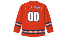 Load image into Gallery viewer, Kanda Matsuri Original Hockey Jersey in Vermilion, back view with your name and number
