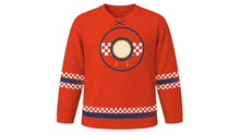 Load image into Gallery viewer, Kanda Matsuri Original Hockey Jersey in Vermilion, front view – custom name and number
