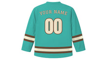 Load image into Gallery viewer, Kansas City Original Hockey Jersey in Fountain Aqua, back view with your name and number
