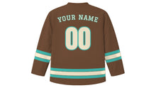 Load image into Gallery viewer, Kansas City Original Hockey Jersey in Hickory Brown, back view with your name and number