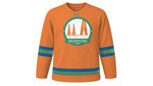 Load image into Gallery viewer, Kaohsiung Original Hockey Jersey in Sunset Pier Orange, front view – custom name and number