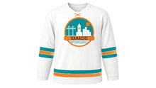 Load image into Gallery viewer, Karachi Original Hockey Jersey in White, front view – custom name and number