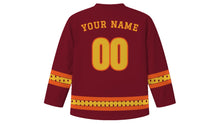 Load image into Gallery viewer, Karthigai Deepam Original Hockey Jersey in Maroon, back view with your name and number
