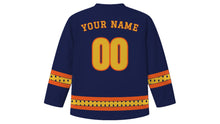 Load image into Gallery viewer, Karthigai Deepam Original Hockey Jersey in Midnight Blue, back view with your name and number
