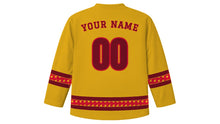 Load image into Gallery viewer, Karva Chauth Original Hockey Jersey in Gold, back view with your name and number