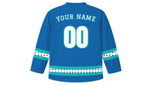 Load image into Gallery viewer, Kataklysmos Original Hockey Jersey in Sea Blue, back view with your name and number