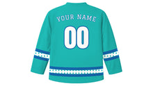 Load image into Gallery viewer, Kataklysmos Original Hockey Jersey in Turquoise, back view with your name and number