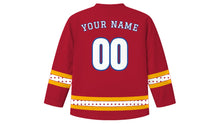 Load image into Gallery viewer, Kathmandu Original Hockey Jersey in Crimson, back view with your name and number