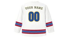 Load image into Gallery viewer, Kathmandu Original Hockey Jersey in Snow White, back view with your name and number