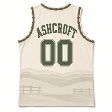 Load image into Gallery viewer, Kentucky Bluegrass Fields Original Basketball Jersey in Limestone Cream, back view with your name and number