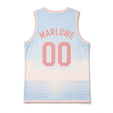 Load image into Gallery viewer, Key West Conch Cottage Original Basketball Jersey in Shallows Blue, back view with your name and number