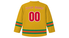 Load image into Gallery viewer, Khmer New Year Original Hockey Jersey in Gold, back view with your name and number