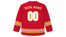 Load image into Gallery viewer, Khmer New Year Original Hockey Jersey in Red, back view with your name and number