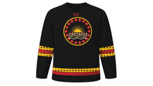 Load image into Gallery viewer, King Kamehameha Day Original Hockey Jersey in Black, front view – custom name and number