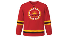 Load image into Gallery viewer, King Kamehameha Day Original Hockey Jersey in Royal Red, front view – custom name and number