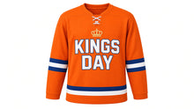 Load image into Gallery viewer, Kings Day Original Hockey Jersey in Orange, front view – custom name and number