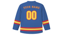 Load image into Gallery viewer, Kingston Original Hockey Jersey in Blue Mountain Blue, back view with your name and number