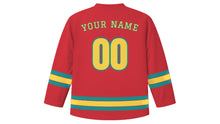 Load image into Gallery viewer, Kingston Original Hockey Jersey in Hibiscus Red, back view with your name and number