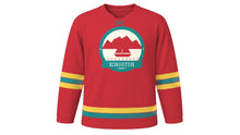 Load image into Gallery viewer, Kingston Original Hockey Jersey in Hibiscus Red, front view – custom name and number
